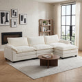 120" W Sectional Sofa L Shaped Couch with Chaise Living Room Sleeper Set, 3 Seats with Chenille and Double Layer Cushions Beige